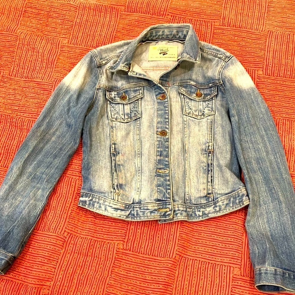 Zara large size Premium Wash distressed Denim Jacket